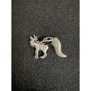 Vintage 925 Sterling Silver "Red River" Moose Elk Charm Bracelet / Pendant